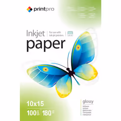 Photo paper PrintPro high glossy 180 g/m². 10х15. 100 sht Glossy PrintPro Photo Paper for everyday inkjet and laser printing. ...