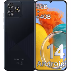 OUKITEL C53 Cell Phone Unlocked Waterdrop Screen 4300mAh Smartphone, 8GB 64GB/1TB - Black