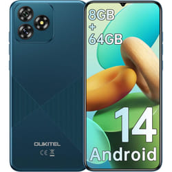 OUKITEL C53 Cell Phone Unlocked Waterdrop Screen 4300mAh Smartphone, 8GB 64GB/1TB - Blue