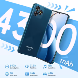 OUKITEL C53 Cell Phone Unlocked Waterdrop Screen 4300mAh Smartphone, 8GB 64GB/1TB - Blue
