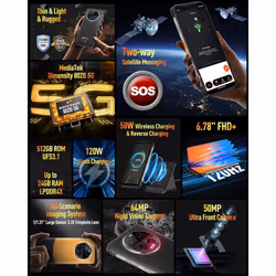 Ulefone Armor 23 Ultra 5G Rugged Phone, Satellite Messaging,24GB 512GB - Black