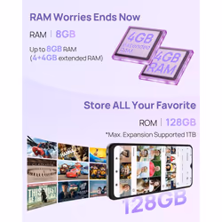 Ulefone Note 21 Android Smartphone 14, 4GB 128GB/TF-1TB with Octa Core Mobile Phone - Noir
