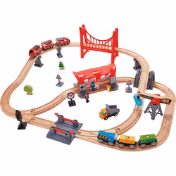Hape BUSY CITY RAIL SET, Train & track set, 3 yr(s), Multicolour