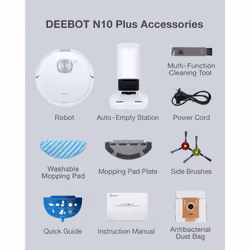 ECOVACS DEEBOT N10+ Robot Vacuum Cleaner with Mop 4300Pa (Auto-Empty Station, 300 min, 4300 sqft