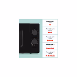 700W 20L Black Microwave Oven With 5 Cooking Power Levels Quick Defrost Function And Kitchen Manual Timer Compact Design CMM202CCBK