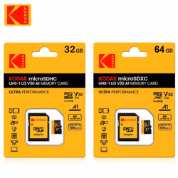 KODAK ULTRA PERFORMANCE U3 V30 A1 microSDXC UHS-I Flash Memory Card with Adapter Class 10 UHS-1 ,Up to 100 MB/s for DSLR Cam ...