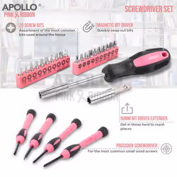 39pc Pink Ladies Tool Kit - Essential DIY and Home Repair Tools Set for Women