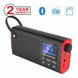 Avantree 3-in-1 Portable FM Radio with Bluetooth Speaker and SD Card Player, Auto Scan and Save, LED Display, Rechargeable Battery - SP850