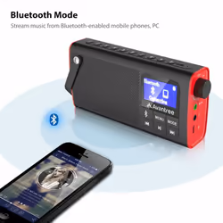 Avantree 3-in-1 Portable FM Radio with Bluetooth Speaker and SD Card Player, Auto Scan and Save, LED Display, Rechargeable Battery - SP850