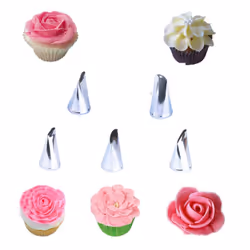 Russian Piping Tips Set Airlxf 5PCS Stainless Steel Flower Cake Cupca