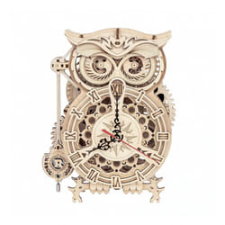 Robotime Self Assemble 3D Mechanical Wooden Puzzle Pendulum Owl Clock