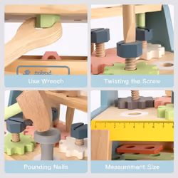 ROBUD Mini Wooden Play Tool Workbench Set for Kids Toddlers - Construction Toys Gift for 18 Months 2 3 4 5 Years Old Boys Girls