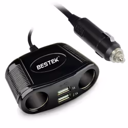 BESTEK Car Cigarette Lighter Adapter Socket Splitter 12V/24V with Dual USB Ports for iPhone iPad, Samsung, GPS, Dashcam, Rada ...