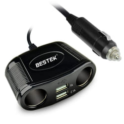 BESTEK Car Cigarette Lighter Adapter Socket Splitter 12V/24V with Dual USB Ports for iPhone iPad, Samsung, GPS, Dashcam, Radar Detector and More