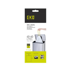 Size F Bin Liners For Kitchen Bins - 40 - 60 Litre Capacity - Extra Strong Bags with Drawstring Tie Handles - 12 Bags,White