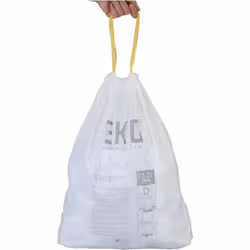 Size F Bin Liners For Kitchen Bins - 40 - 60 Litre Capacity - Extra Strong Bags with Drawstring Tie Handles - 12 Bags,White