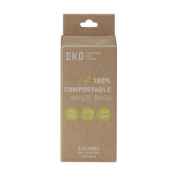 Compostable Bin Liners For Food Waste Caddies, 3-6 Litre Capacity, 20 Bags, White , Unscented