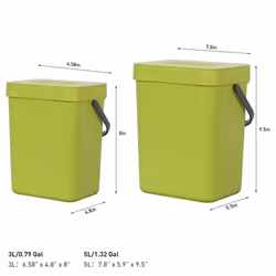 EKO Puro Wall-Mounted Trash Can with Lid  1.32 Gal / 5L Hanging Trash Can  Small Kitchen Compost Bin for Counter Top  Mini Food Waste Bin (G