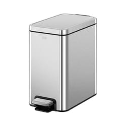 EKO Small Bathroom Trash Can with Lid Soft Close  Step Pedal  6 Liter / 1.6 Gallon Stainless Steel Garbage Can with Removable Inner Bucket
