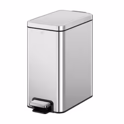 EKO Small Bathroom Trash Can with Lid Soft Close  Step Pedal  10 Liter / 2.6 Gallon Stainless Steel Garbage Can with Removabl ...