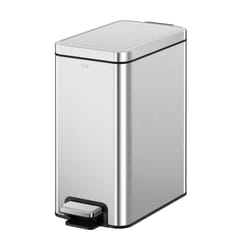 EKO Small Bathroom Trash Can with Lid Soft Close  Step Pedal  10 Liter / 2.6 Gallon Stainless Steel Garbage Can with Removable Inner Bucket