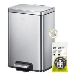 EKO Madison Matte Black 12L / 3.2 Gal Bathroom Trash Can with Lid and Removable Inner Basket  Rectangular Small Step Trash Can