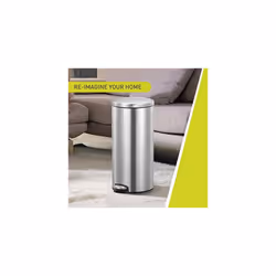 EKO - Eva Kitchen Bin - Pedal Rubbish Bin with Removable Inner Bucket - Perfect for Kitchen & Home, Stainless Steel, 30 Litre