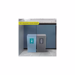 - Morandi Kitchen Bin - Plastic Touch Recycling Bin - Perfect for Kitchen & Home, Titanium Blue, 30 Litre