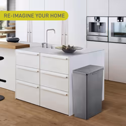 - Morandi Kitchen Bin - Plastic Touch Recycling Bin - Perfect for Kitchen & Home, Dark Grey, 30 Litre