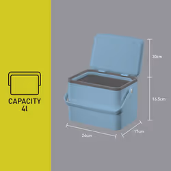 Food Waste Compost Bin, Kitchen Countertop Food Waste Caddy, Titanium Blue, 4 Litre