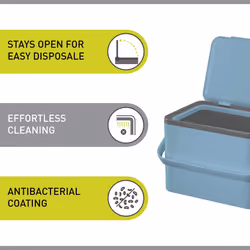 Food Waste Compost Bin, Kitchen Countertop Food Waste Caddy, Titanium Blue, 4 Litre