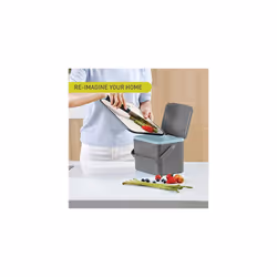 EKO - Deco Food Waste Caddy - Countertop Bin for Compostable Waste - Perfect for Kitchen & Home, Grey, 4Litre
