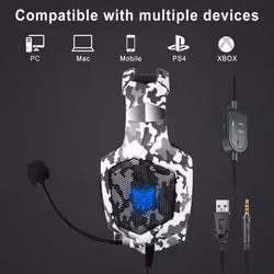 PS4/PC RGB Gaming Headset,Gamers Headphones with Noise Cancelling Mic