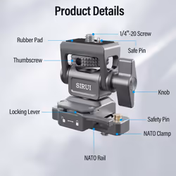 SIRUI Camera Monitor Holder with NATO System Mount  360 Swivel and 180 Tilt Field Monitor Mount for 5  and 7  Monitor  NATO Rail Included  A