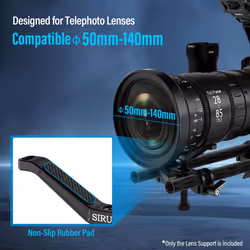 SIRUI Camera Lens Support  Universal 15mm Rail Telephoto Long Lens Support Bracket with Vertical and Horizontal Adjustment  3 Extension Rods