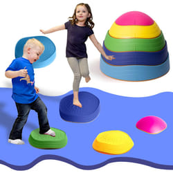 Party Club of America 5pcs Stepping Stones for Kids  Plastic Balance Non-Slip Jumping Stones for Kids and Family  Coordination Game Toys