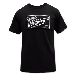 Squirrel Nut Zippers Roasted Right Logo on Black T-shirt S - L