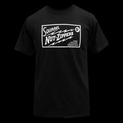 Squirrel Nut Zippers Roasted Right Logo on Black T-shirt S - XXXL