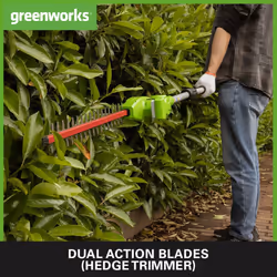 Greenworks Cordless 2-in-1 Pole Saw and Pole Hedge Trimmer with Shoulder Strap, Pole Saw 20cm Bar, Trimmer 51cm Dual Action Blades