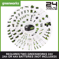 Greenworks Lawn Mower 2x24V(48V) Cordless Lawnmower with Mulcher + 50L Grass Bag. Fast Grass Cutter up to 440mÂ². 41cm Cutting Width