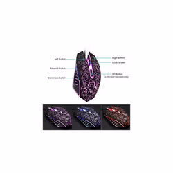 Rii Gaming Keyboard and Mouse Set,LED Wired Keyboard Mouse with 3 Pure Colors Backlit (Red/Purple/Blue),Light Up Keyboard and Mouse Compatible w