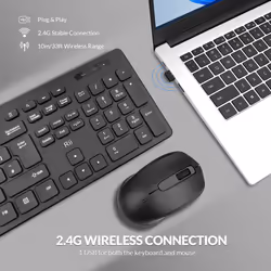 Wireless keyboard and Mouse Set,Rii RK200 Standard Full Size Wireless Keyboard and Mouse 104 Keys for Work Office Home UK Layout(AAA Batteries not