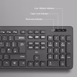 Wireless keyboard and Mouse Set,Rii RK200 Standard Full Size Wireless Keyboard and Mouse 104 Keys for Work Office Home UK Layout(AAA Batteries not