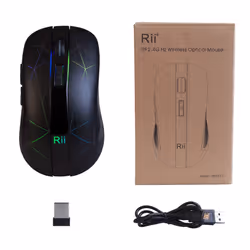 RM200 7 Color LED Wireless Mouse Mice 1600 DPI Rechargeable