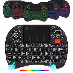 Mini Wireless Multi-media Keyboard Touch Pad Mouse Combo With Scroll Button Handheld Remote LED Backlit Rechargeable For PC Laptop Smart TV Raspberry