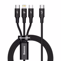Baseus Rapid 3-in-1, 1.5 m, USB A, USB C/Micro USB A/Lightning, 0.48 Gbit/s, Black