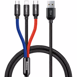 Baseus CAMLT-ASY01, 0.3 m, USB A, USB C/Micro USB A/Lightning, Black