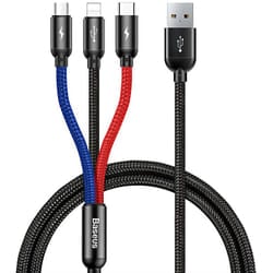 Baseus CAMLT-ASY01 USB cable 0.3 m USB A USB C/Micro USB A/Lightning Black