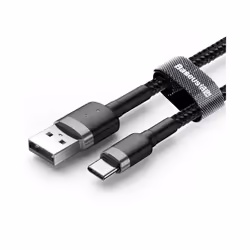 Baseus Cafule USB C Fast Charger Cable 3A Charging - Black+Grey, 0.5m