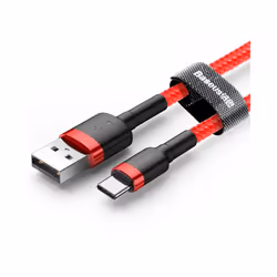 Baseus Cafule USB C Fast Charger Cable 3A Charging - Red+Black, 2m